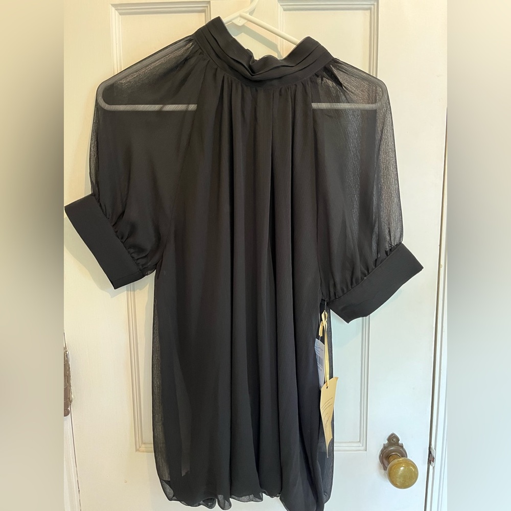 Essentials by ABS black mock neck dressy blouse